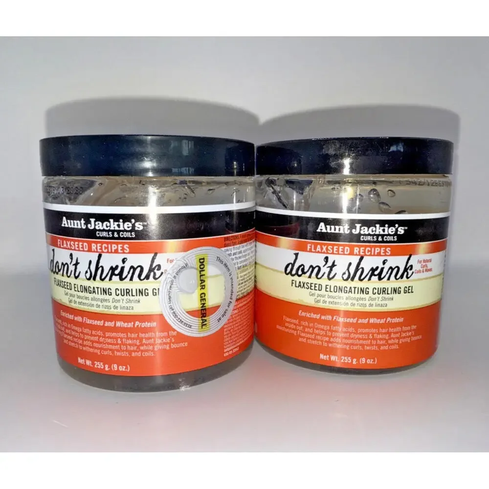 2 Aunt Jackie's Curls & Coils Don't Shrink Flaxseed Elongating Curling Gel 9oz - Picture 1 of 3